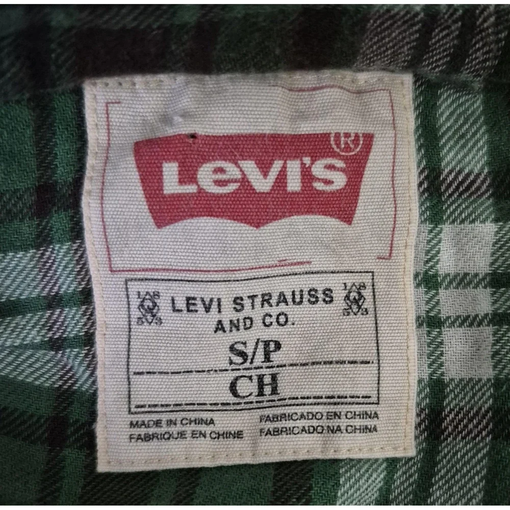 Levis Jacket Mens Small Black Canvas Plaid Lined Hooded Chore‎ Work Full Zip